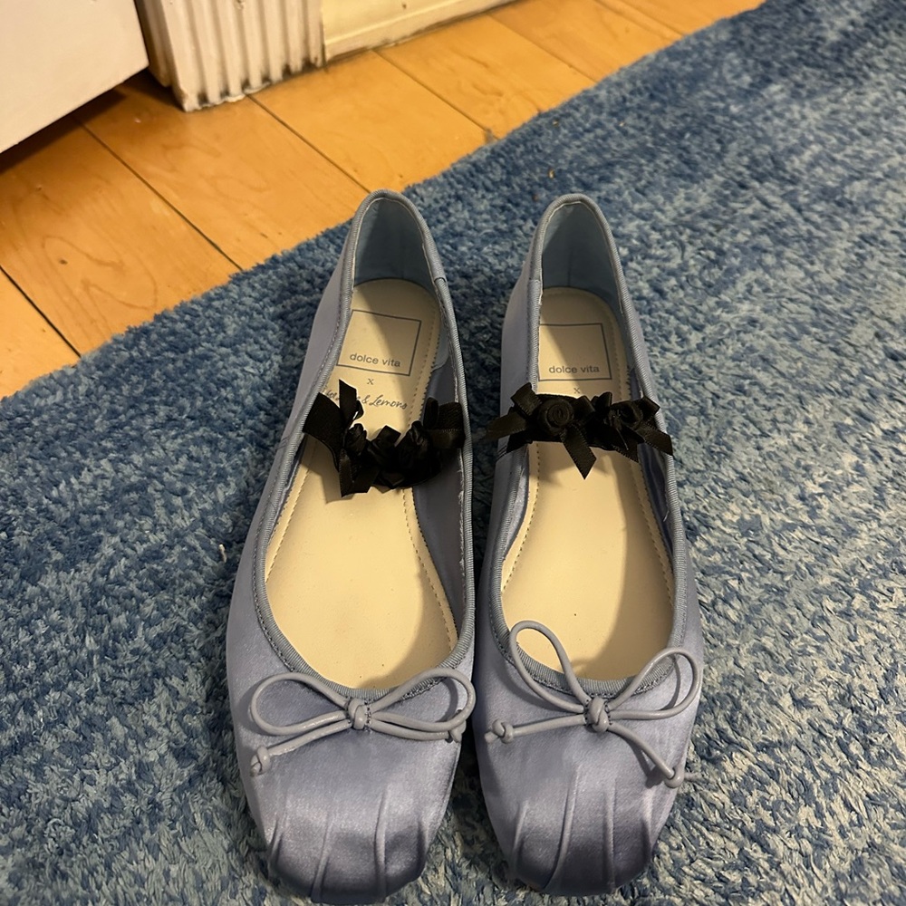 Dolce Vita x For Love and Lemons Lilly Ballet Flats Blue Multi Satin